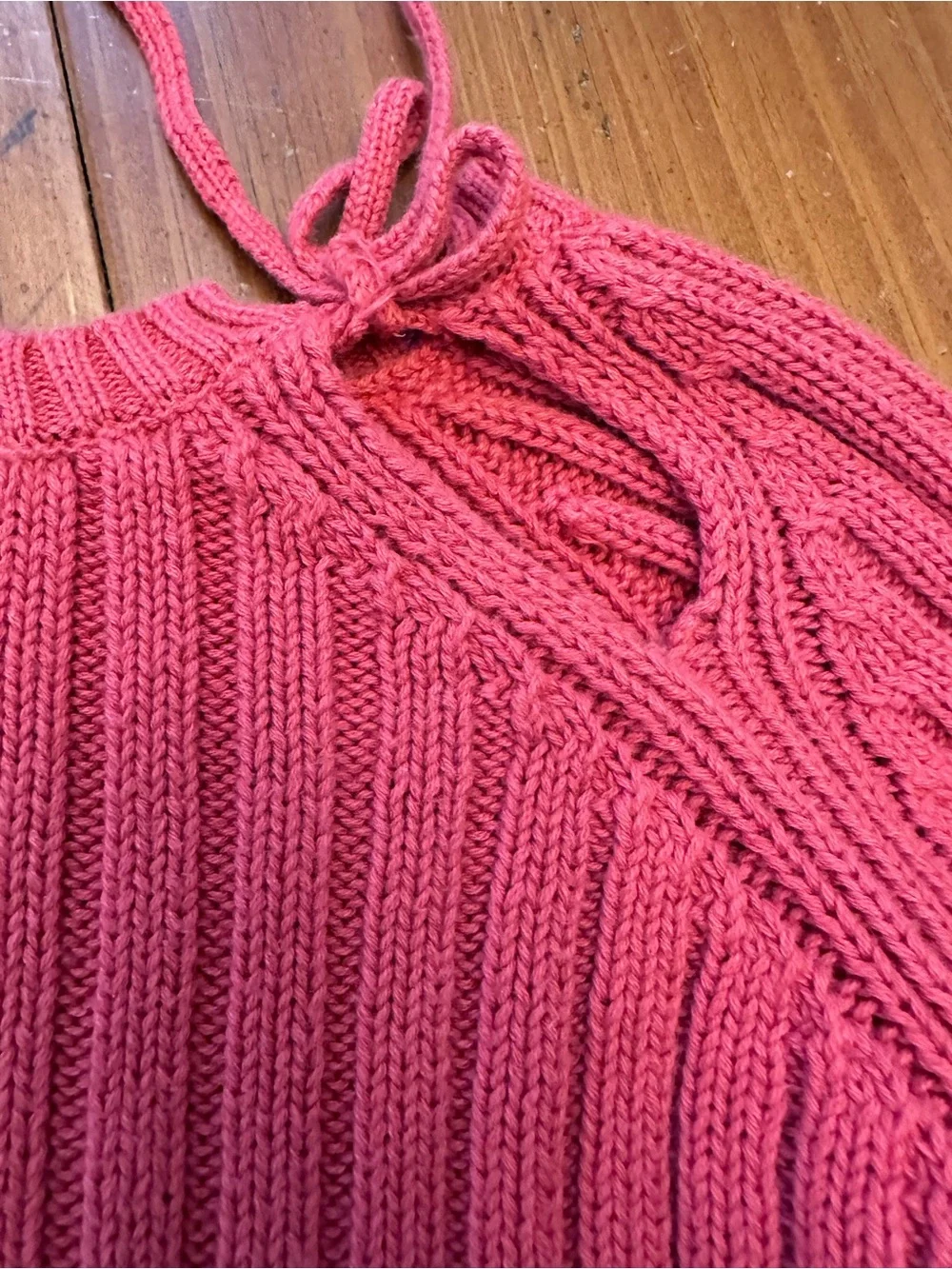 Vintage J Crew coral fisherman’s ribbed knit sweater sz M rind like small